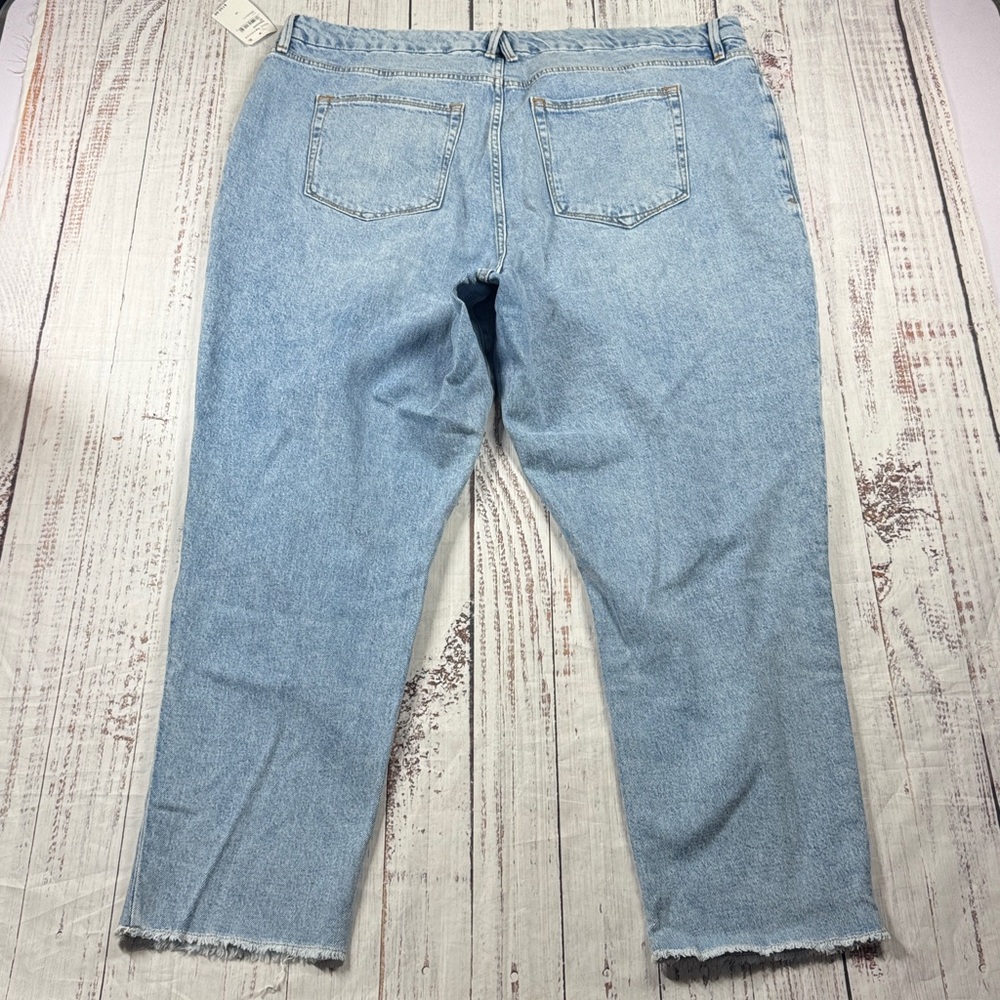 NWT GOOD AMERICAN JEANS WOMEN'S PLUS SIZE 20 FRAYED  HEM STRAIGHT LEG DENIM - Picture 4 of 16